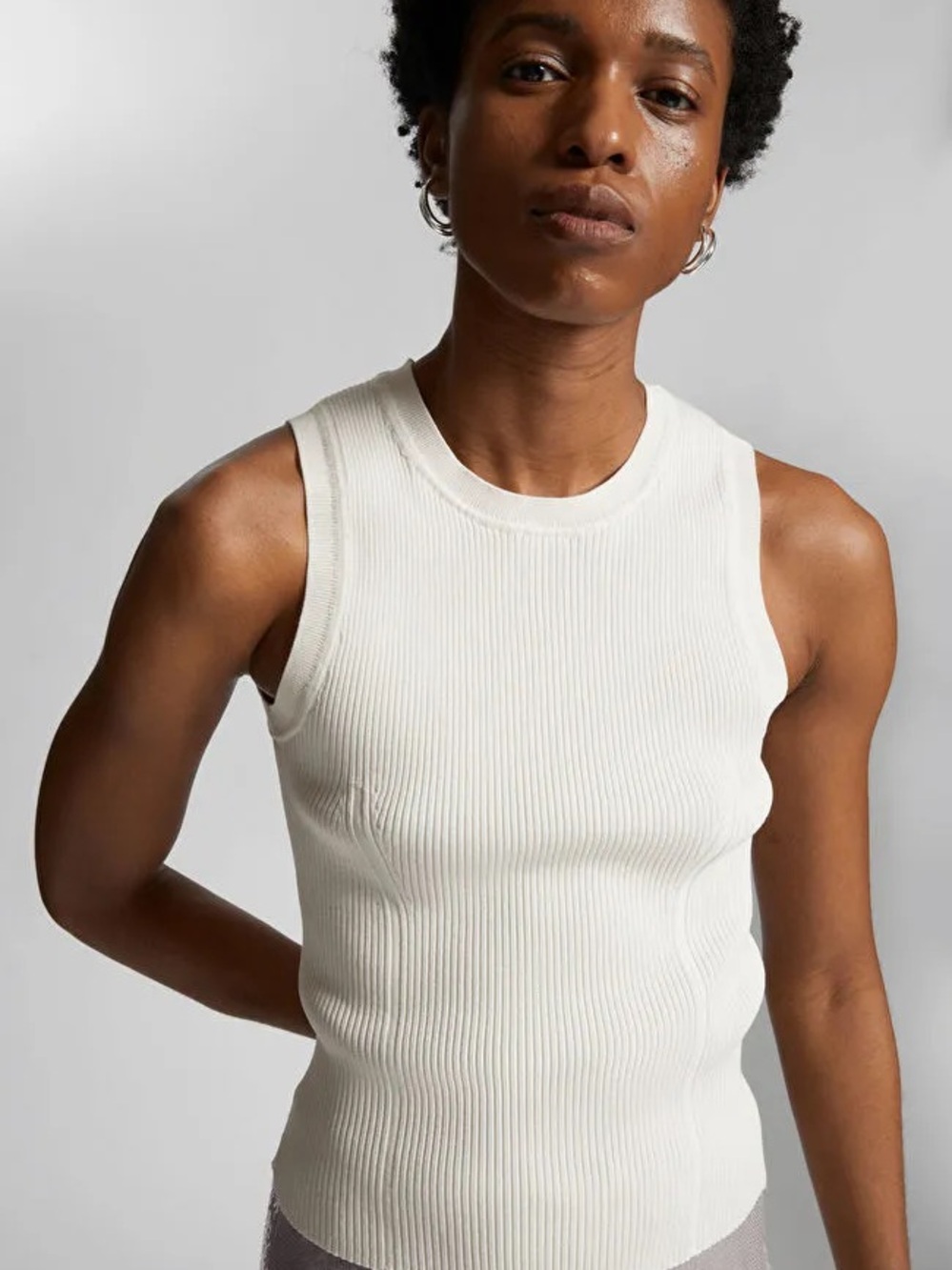 & Other Stories White Ribbed Crewneck Tank